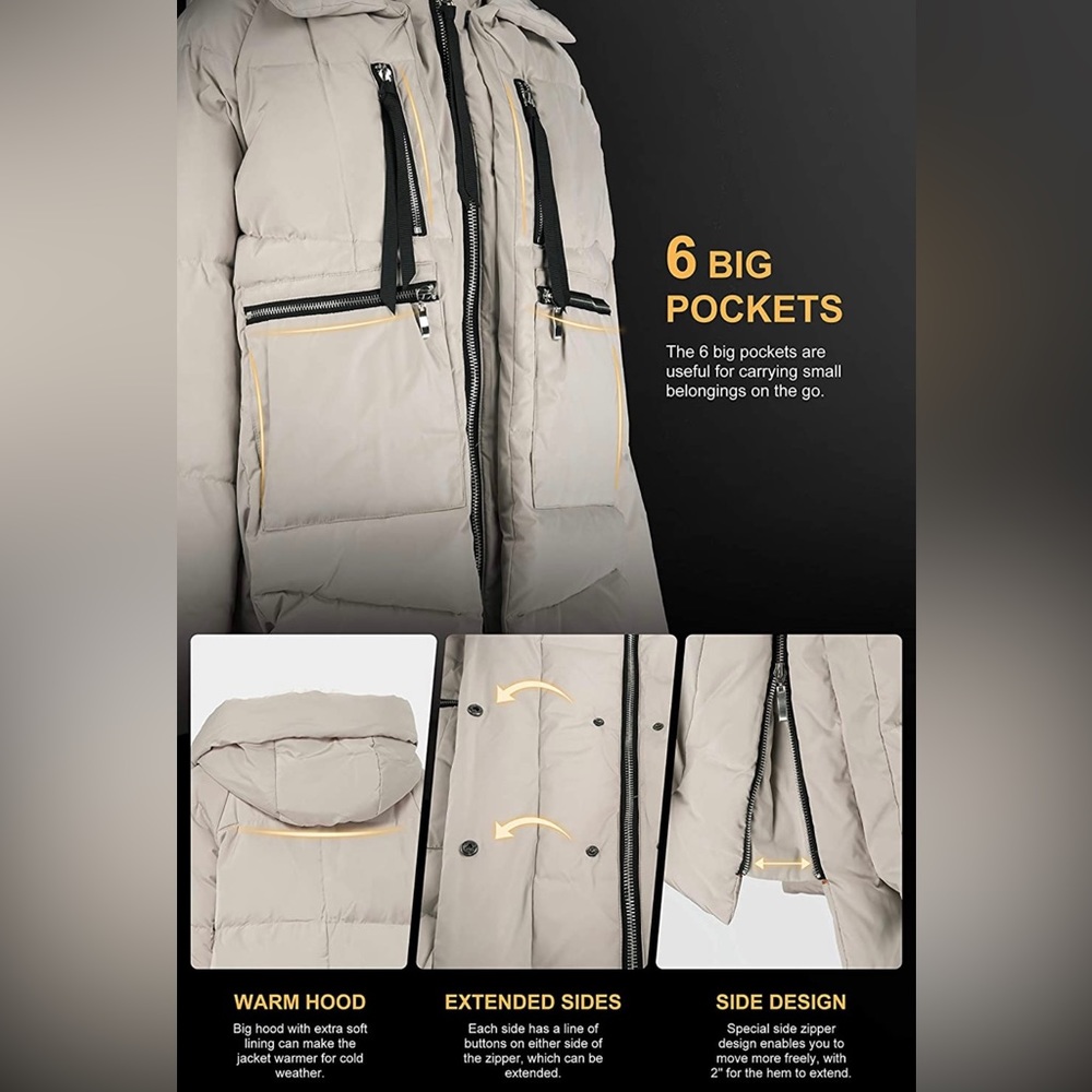 NWT Orolay Coat BEIGE SMALL Thickened Down Jacket Warm Coat UPDATED MODEL Womens - Picture 12 of 16